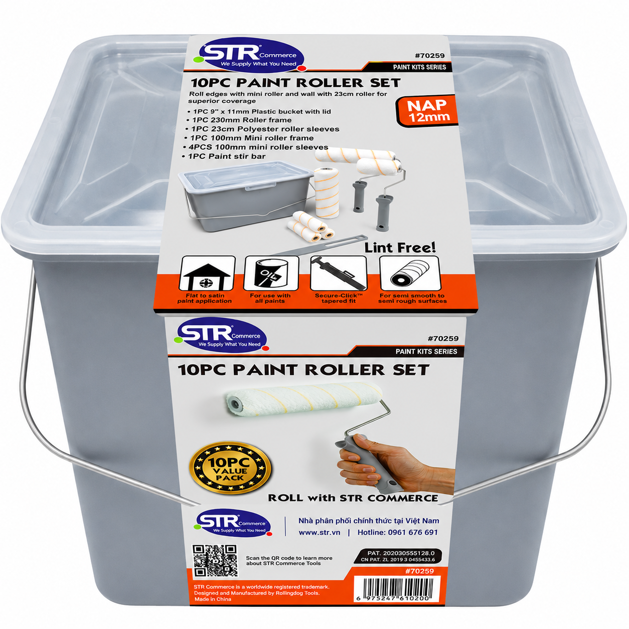 Bộ Con Lăn Sơn 10 Chi Tiết STR – Giải Pháp Kinh Tế Cho Thi Công Sơn Chuyên Nghiệp